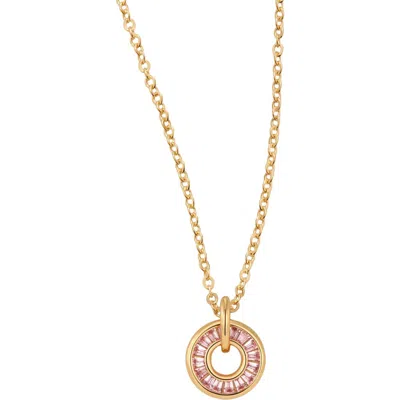 Made By Mary Baguette Birthstone Charm Necklace In October Gold Filled
