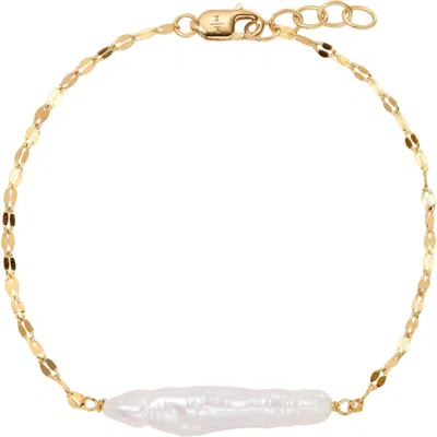 Made By Mary Baroque Pearl Bar Bracelet In Gold