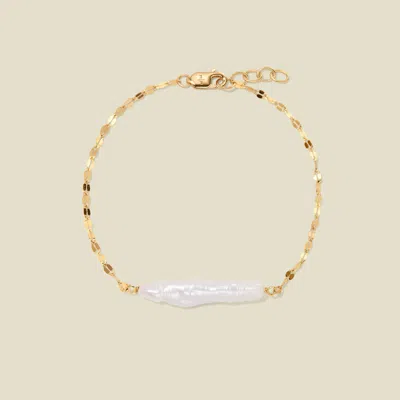 Made By Mary Baroque Pearl Bar Bracelet In Gold