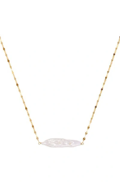 Made By Mary Baroque Pearl Bar Necklace In Silver