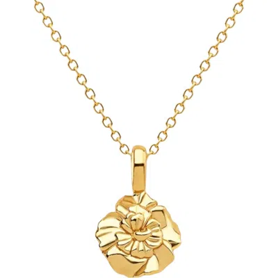 Made By Mary Birth Flower Charm Necklace In Gold Vermeil - January