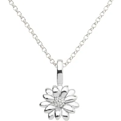 Made By Mary Birth Flower Charm Necklace In Silver - April