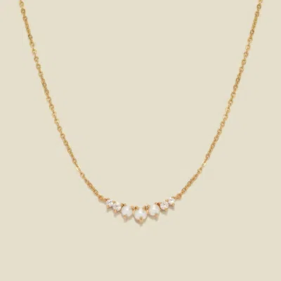 Made By Mary Crescent Pearl Necklace In Gold