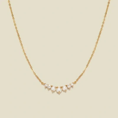 Made By Mary Crescent Pearl Necklace In Gold