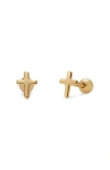Made By Mary Cross Stud Earrings In Gold
