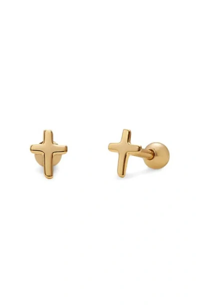 Made By Mary Cross Stud Earrings In Gold