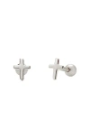 Made By Mary Cross Stud Earrings In Silver
