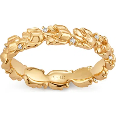 Made By Mary Cubic Zirconia Birthstone Flower Eternity Band Ring In Gold