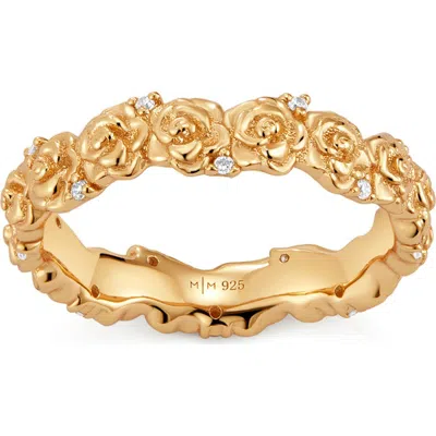 Made By Mary Cubic Zirconia Birthstone Flower Eternity Band Ring In Gold