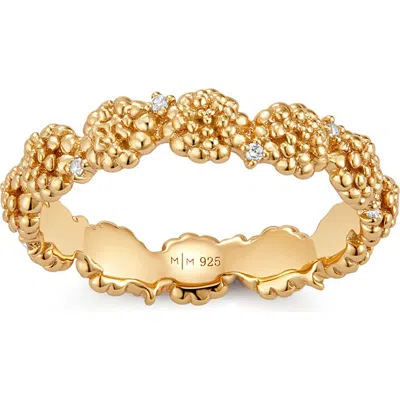 Made By Mary Cubic Zirconia Birthstone Flower Eternity Band Ring In Gold