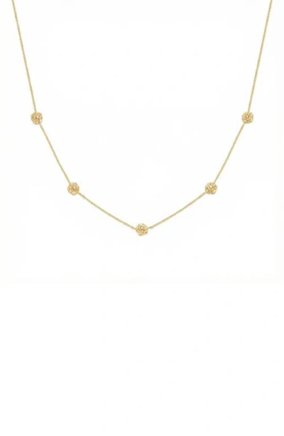 Made By Mary Cubic Zirconia Birthstone Flower Station Necklace In Gold