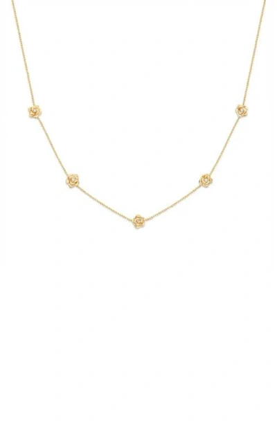 Made By Mary Cubic Zirconia Birthstone Flower Station Necklace In Gold