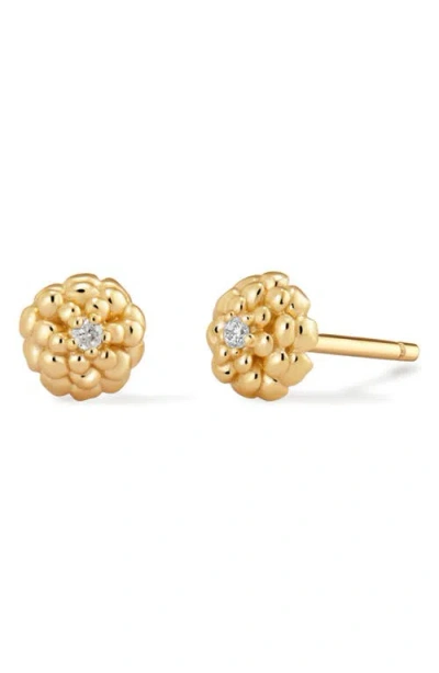 Made By Mary Cubic Zirconia Birthstone Flower Stud Earrings In Gold