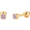 Made By Mary Cubic Zirconia Birthstone Stud Earrings In Gold