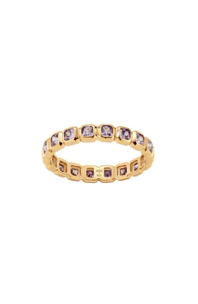 Made By Mary Cubic Zirconia Eternity Birthstone Ring In Gold