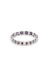 Made By Mary Cubic Zirconia Eternity Birthstone Ring In Purple