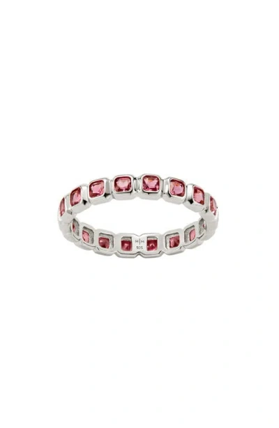Made By Mary Cubic Zirconia Eternity Birthstone Ring In Silver