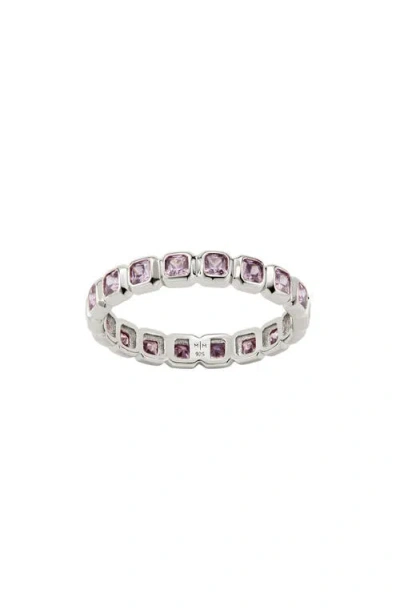 Made By Mary Cubic Zirconia Eternity Birthstone Ring In Silver