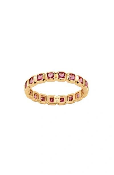 Made By Mary Cubic Zirconia Eternity Birthstone Ring In Gold