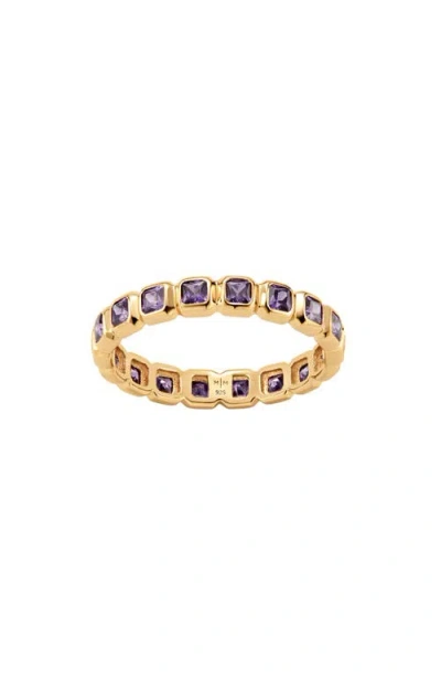 Made By Mary Cubic Zirconia Eternity Birthstone Ring In Gold