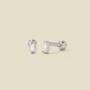 Made By Mary Cubic Zirconia Baguette Stud Earrings In Metallic