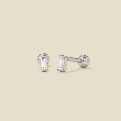 MADE BY MARY CZ BAGUETTE STUD EARRINGS