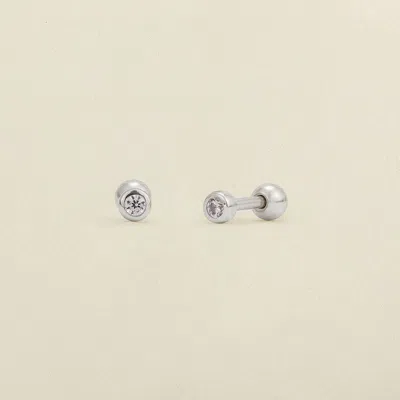 Made By Mary Cz Bezel Stud Earrings In Silver
