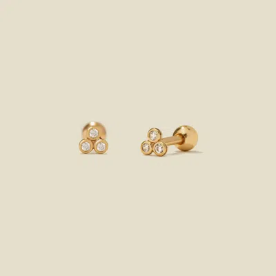 Made By Mary Cz Bezel Trinity Stud Earrings In Gold
