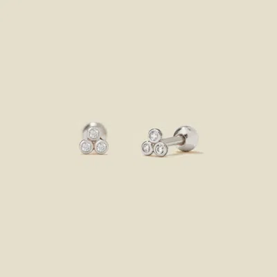 Made By Mary Cz Bezel Trinity Stud Earrings In Metallic