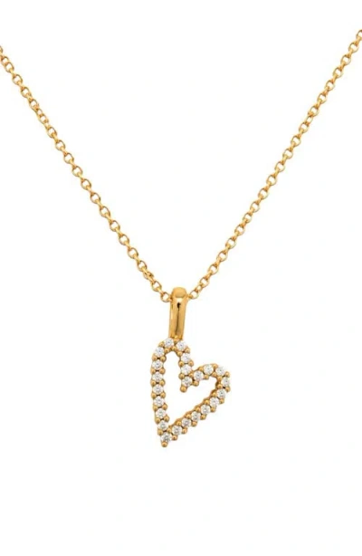 Made By Mary Cz Heart Charm Necklace In Gold Vermeil