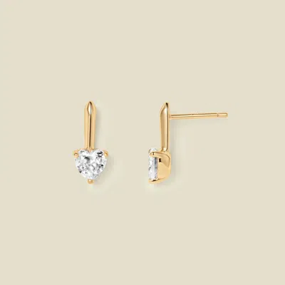Made By Mary Cz Heart Drop Stud Earrings In Gold
