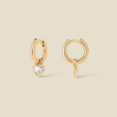 Made By Mary Cz Heart Huggie Hoop Earring In Gold