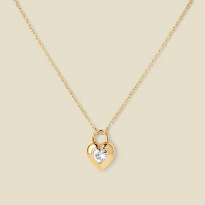 Made By Mary Cz Heart Pendant Necklace In Gold