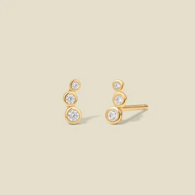 Made By Mary Cz Poppy Climber Stud Earrings In Gold