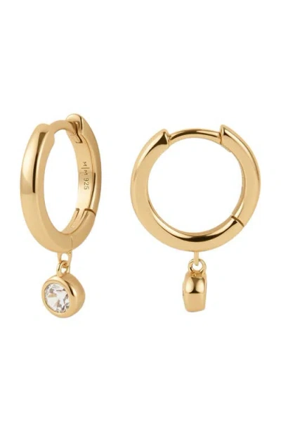 Made By Mary Cz Poppy Drop Hoop Earrings In Gold
