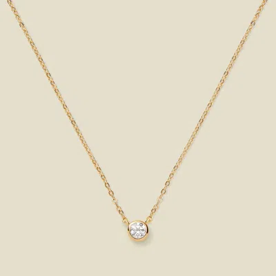 Made By Mary Cz Poppy Solitaire Necklace In Gold