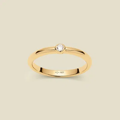 Made By Mary Cz Poppy Solitaire Stacking Ring In Gold