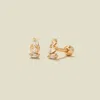 Made By Mary Cz Triple Baguette Stud Earrings In Gold