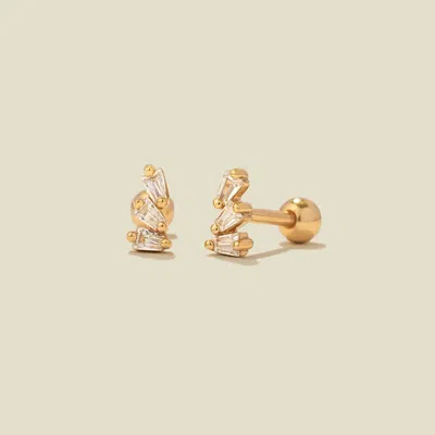 MADE BY MARY CZ TRIPLE BAGUETTE STUD EARRINGS