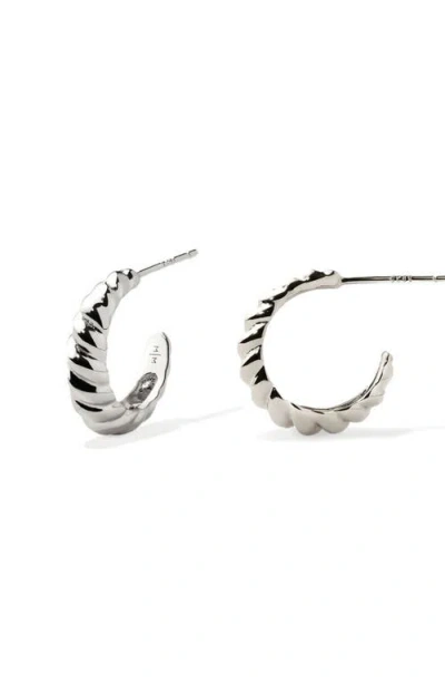 Made By Mary Gloss Croissant Hoop Earrings In Silver