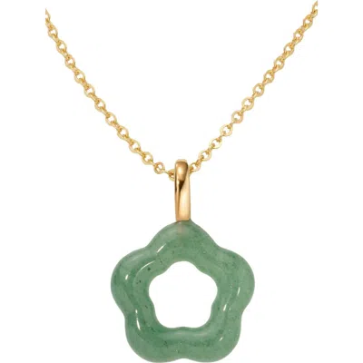 Made By Mary Green Aventurine Flower Charm Necklace