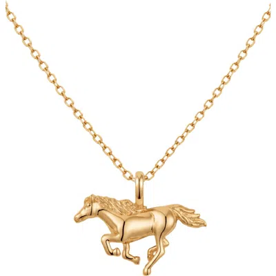 Made By Mary Horse Pendant Chain Necklace In Gold Vermeil