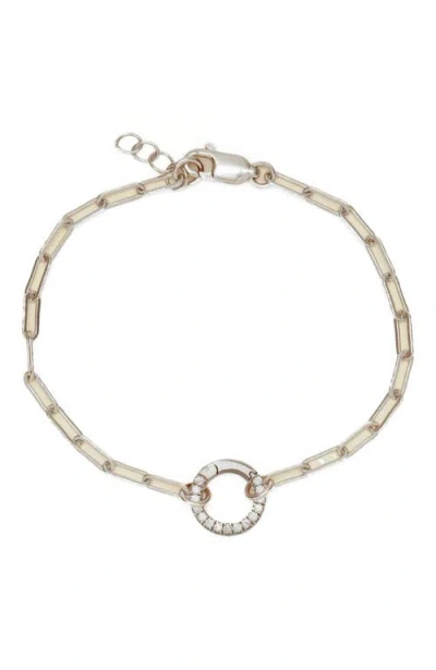 Made By Mary Jude Charm Bracelet With Cz Link Lock In Silver