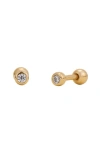 MADE BY MARY LIVE IN BEZEL CUBIC ZIRCONIA STUD EARRINGS