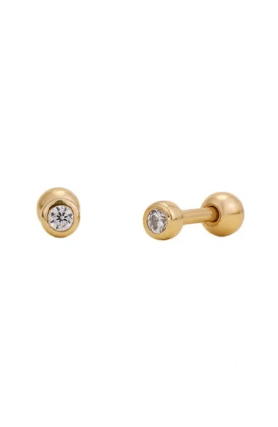 Made By Mary Live In Bezel Cubic Zirconia Stud Earrings In Gold