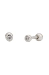 Made By Mary Live In Bezel Cubic Zirconia Stud Earrings In Silver