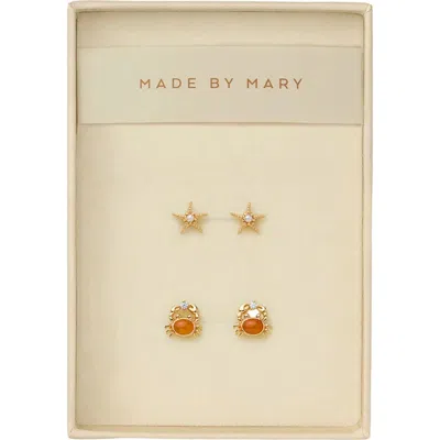 Made By Mary Low Tide Crab Stud Earrings Set In Gold