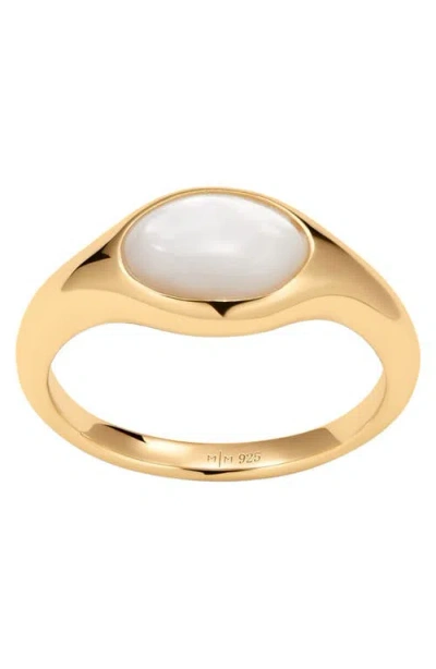 Made By Mary Mother Of Pearl Signet Ring In Gold