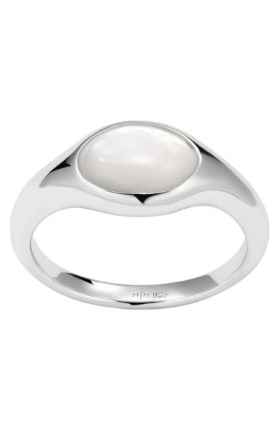 Made By Mary Mother Of Pearl Signet Ring In Metallic