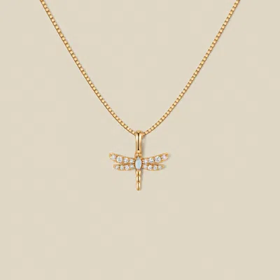 Made By Mary Opal Dragonfly Box Chain Necklace In Gold